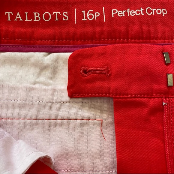 NWT Talbots Perfect Crop Slim-Leg Red Pants Women’s Size 16P - Picture 3 of 12